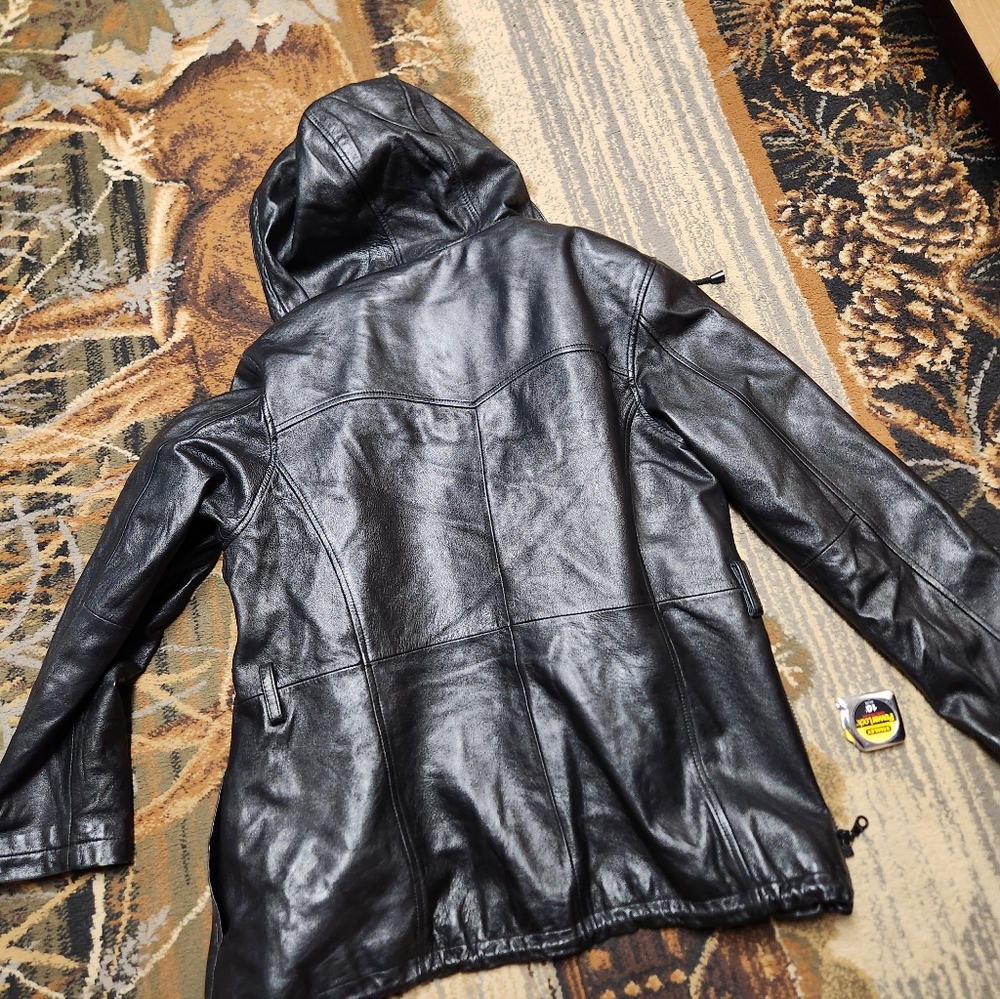 Womens Black Leather Jacket - Picture 3 of 13